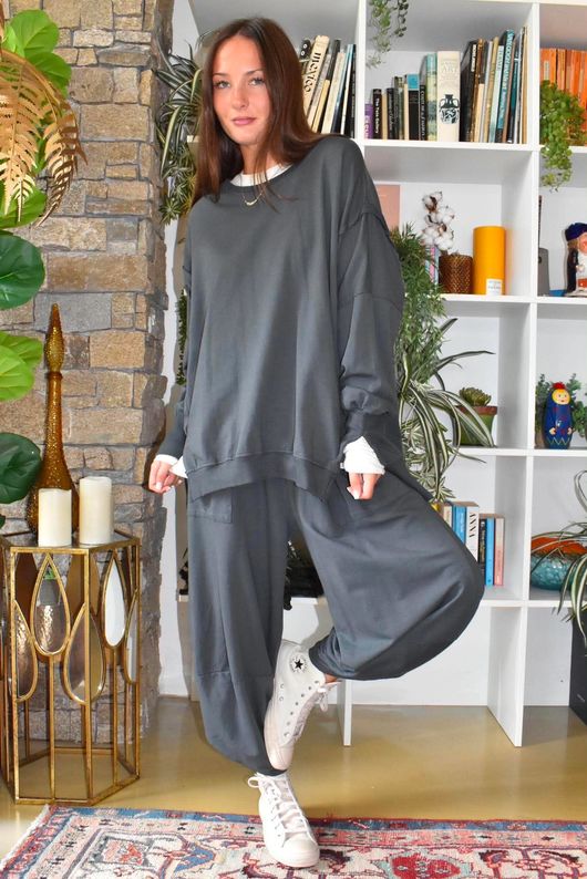Lagen Shelby Barrel Pant Charcoal 